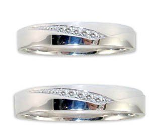 14k White Gold, Duo Two Piece Matching Bands Ring Set with Lab Created Gems Jewelry