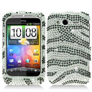 Hard Plastic Snap on Cover Fits HTC A510e WildFire S, Marvel Black and White Zebra Full Diamond T Mobile (does not fit HTC 6225 Wildfire Bee) Cell Phones & Accessories