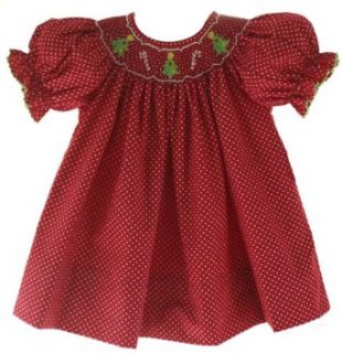 Petit Bebe Girls Red & White Polkadot Smocked Christmas Dress 4T Infant And Toddler Playwear Dresses Clothing