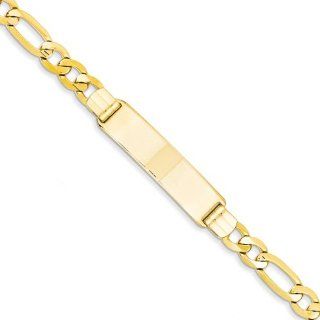 14k Yellow Gold 8in Figaro Men's ID Bracelet. Metal Wt  18.62g Jewelry