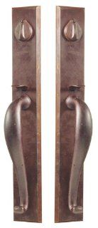 Emtek 453636MB Medium Bronze Sandcast Rectangular Rectangular Full Length Single Cylinder Grip by Grip Keyed Entry Sandcast Bronze Handleset   Door Handles  