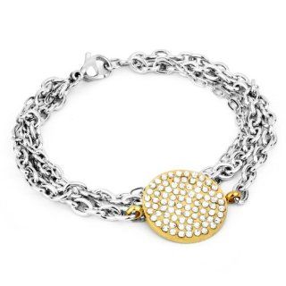 ELYA Goldplated Steel Crystal Circle Bracelet   7 Inches ELYA Jewelry