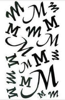 Big Letter M Black Letter Limited Edition Tattoo Stickers Temporary Tattoos (Paste Neck / Shoulder / Chest / Hand /, Etc.) Fashion Models Single Noble Alternative Avant garde Barcode 2pcs/lot Beauty