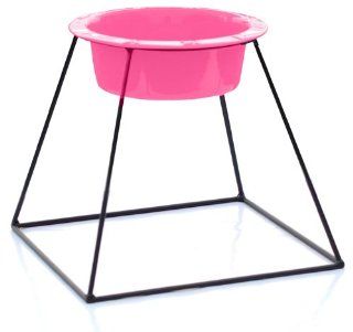 Platinum Pets Pyramid Diner Stand with 8 Cup Stainless Steel Bowl, Bubblegum Pink  Raised Pet Bowls 