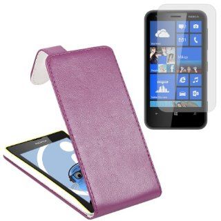 iTALKonline Nokia Lumia 620 PU Leather PURPLE Executive Flip Wallet Book Case Cover and LCD Screen Protector plus MicroFibre Cleaning Cloth Cell Phones & Accessories
