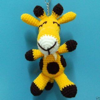 10x Cute Giraffe Crochet Voodoo Doll Keyring Key Chain Handmade Size 5 Inches Yellow Very Cheap Price  Made From Thailand 