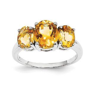 14k White Gold Citrine Oval Ring   JewelryWeb Jewelry