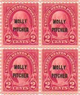 Molly Pitcher Overprint Set of 4 x 2 Cent US Postage Stamps NEW Scot 646 