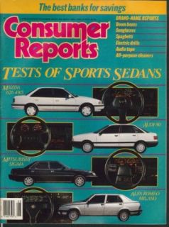 CONSUMER REPORTS Mazda 626 4WS Audi 80 Mitsubishi Sigma Alfa Romeo Milano 8 1988 Entertainment Collectibles