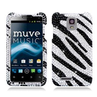 Aimo ZTEN8000PCLDI652 Dazzling Diamond Bling Case for ZTE Engage LT N8000   Retail Packaging   Zebra Black/White Cell Phones & Accessories