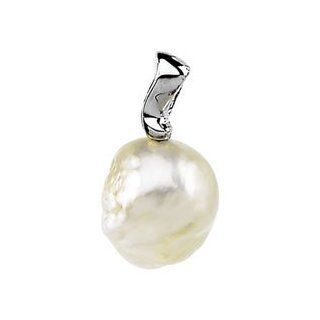 14K White Gold Fashion Quality South Sea Cultured Pearl Pendant Jewelry