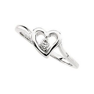 14K White Gold Diamond Heart Ring Jewelry