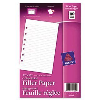 Mini Binder Filler Paper, 5 1/2 x 8 1/2, 7 Hole Punch, College Rule, 1  Loose Binder Paper 