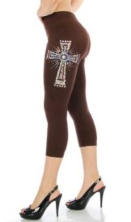 Fashion Chic pant Side cross sequin capri leggings brown PCS631
