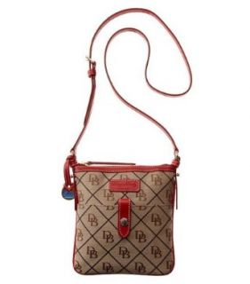 Dooney & Bourke Logo Small Messenger Cross Body Handbag, Khaki/red Clothing