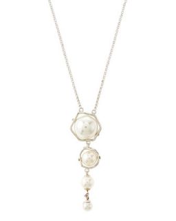 Sterling Silver Faux Pearl Pendant Necklace