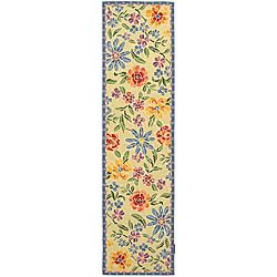 Hand hooked Mosaic Ivory Wool Rug (26 X 10)