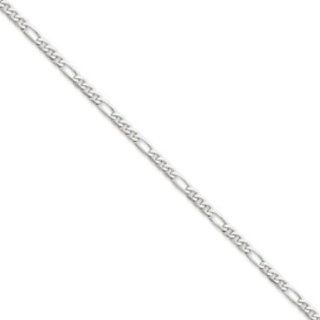 18 Inch 14k White Gold 3.0mm Flat Figaro Chain Necklace Jewelry