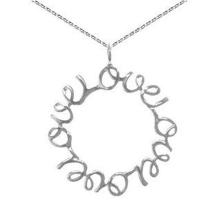 Sterling Silver Endless LOVE Open Circle Pendant on 16 18in Adjustable Chain Necklace Jewelry