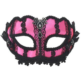 Hot Pink Mardi Gras Lace Half Mask