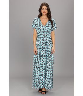 MICHAEL Michael Kors Retro Diamond Print Long Dress Womens Dress (Blue)