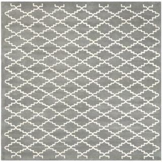 Handmade Moroccan Dark Grey Crisscross Pattern Wool Rug (89 Square)