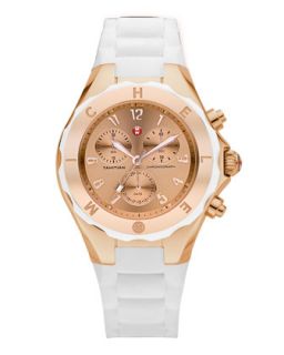 Tahitian Large Jelly Bean Chronograph, White/Rose Gold   MICHELE
