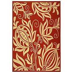 Indoor/ Outdoor Andros Red/ Natural Rug (53 X 77)