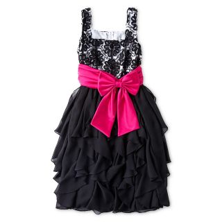 Rare Editions Sleeveless Casscade Dress   Girls 7 16, Black, Girls