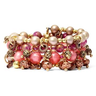 Aris by Treska Beaded Coil Wrap Bracelet, Pink