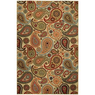 Rubber Back Ivory Paisley Floral Non skid Area Rug 710 X 98