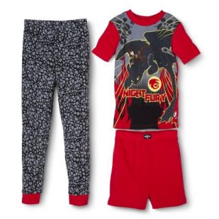 How to Train Your Dragon Boys 3 Piece Short Sleeve Pajama Set   Red 8 Red