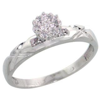 14k White Gold Diamond Engagement Ring, w/ 0.06 Carat Brilliant Cut Diamonds, 1/8 in. (3.5mm) wide Jewelry