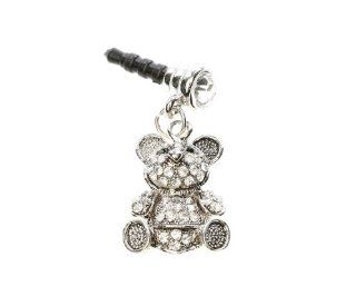 Apple Iphone 4s 4 Galaxy S Cell Phones and s Silver Teddy Bear Silver Gems Universal 3.5mm Headphone Plug Charm 