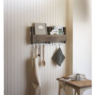 Wooden Shelf with S Hooks
