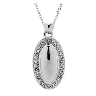 Sterling Silver and Diamond Oval Necklace Amoro Jewelry