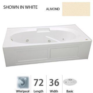 Jacuzzi NVS7236WRL2XXA Almond Nova 72" x 36" Nova Drop In Three Wall Alcove Comfort Whirlpool Bathtub with Basic Controls, Right Drain and Left Pump NVS7236 WRL 2XX   Recessed Bathtubs  