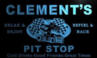 pu663 b Clement's Pit Stop Car Racing Bar Beer Neon Light Sign   Business And Store Signs