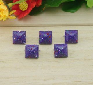 Come2buy 100pc 12mm Painted Colorful Spot Pyramid Studs Metal Claw Beads Nailhead Punk Stud Rivet Spike   Purple