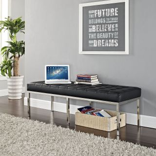 Leather/ Steel Three seater Bench