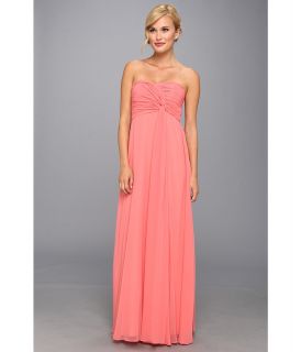 Donna Morgan Strapless Long Chiffon With Twist Dress Womens Dress (Pink)