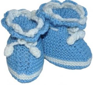 Hand Knit Elegant Baby Booties, Size 0 6m, Color Blue Infant And Toddler Leg Warmers Clothing