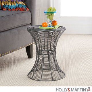 Holly & Martin Metal Spiral Accent Table in Silver   Sofa Tables