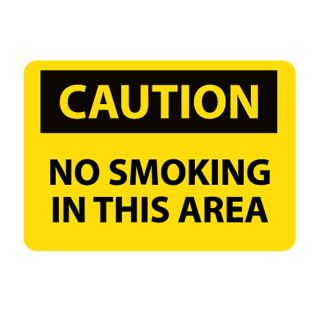 Nmc Osha Compliant Vinyl Caution Signs   14X10   Caution No Smoking In This Area