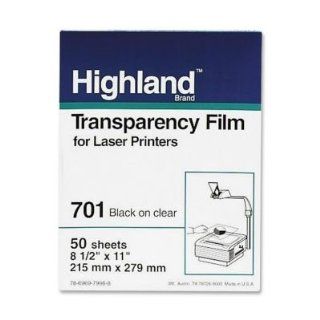 3M Highland 701 Laser Transparency Film, Letter   8.5" x 11"   50 / Box   Black, Clear  Laminating Supplies 