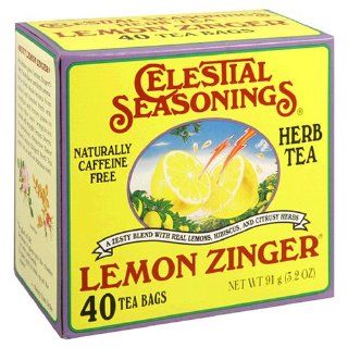 Celestial Seasonings Herb Tea, Lemon Zinger, Tea Bags, 40 Count Boxes (Pack of 6)  Herbal Remedy Teas  Grocery & Gourmet Food