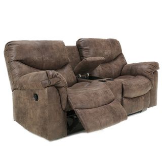 Signature Design By Ashley Alzena Gunsmoke Double Recliner Loveseat With Console