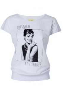 Eron Apparel Women's Audrey Hepburn Mustaches At Tiffany's T Shirt Fashion T Shirts