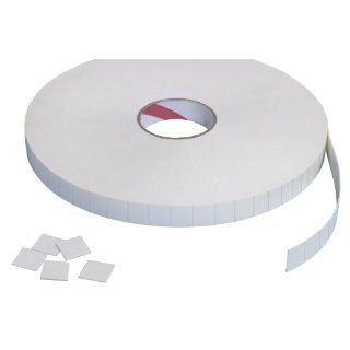 Tape Logic T95216 Pre cut Double Sided Foam Square, 1" Length x 1" Width, 1/32" Thick, White (Case of 648)