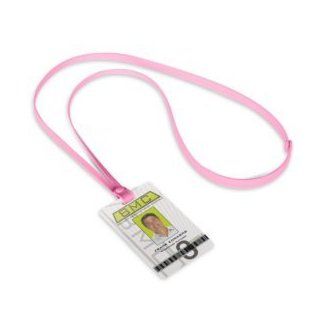 Silicone Flat Lanyard   Pink  Badge Holders 
